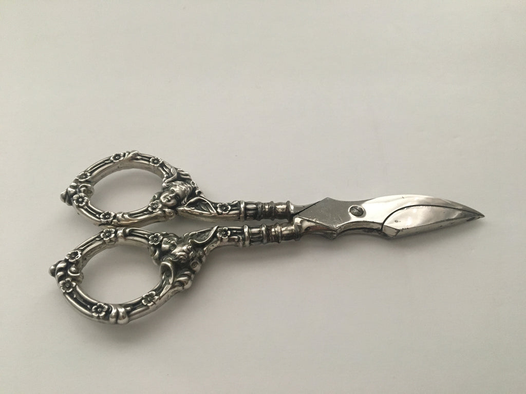 Antique German Silver Curved Blade Scissors