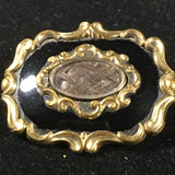 Vintage Mourning Brooch - Gold Plating and Enamel