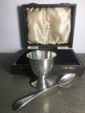 Vintage English Sterling Silver Christening Set Egg Cup and Spoon by CB&S