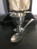 Vintage English Sterling Silver Christening Set Egg Cup and Spoon by CB&S