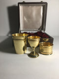 Vintage 3pc French Gold Wash Fine Silver Childs Christening Set by Lenain & Fils