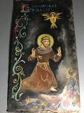 Vintage Tin Painted Retablo of St. Francisco de Assisi