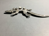 Vintage Sterling Silver Lizard Pin with Opals