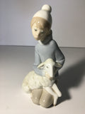 Lladro Porcelain Figurine # 4676 Shepherd Boy Holding Lamb