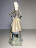 Vintage Lladro # 4682 Girl with Goose and Milk Bucket and Stool