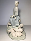 Lladro Porcelain Figurine of Young Woman with Piglets # 4572