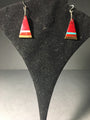 Vintage Native American Triangle Earrings with Inlay Red Jasper and Turquoise