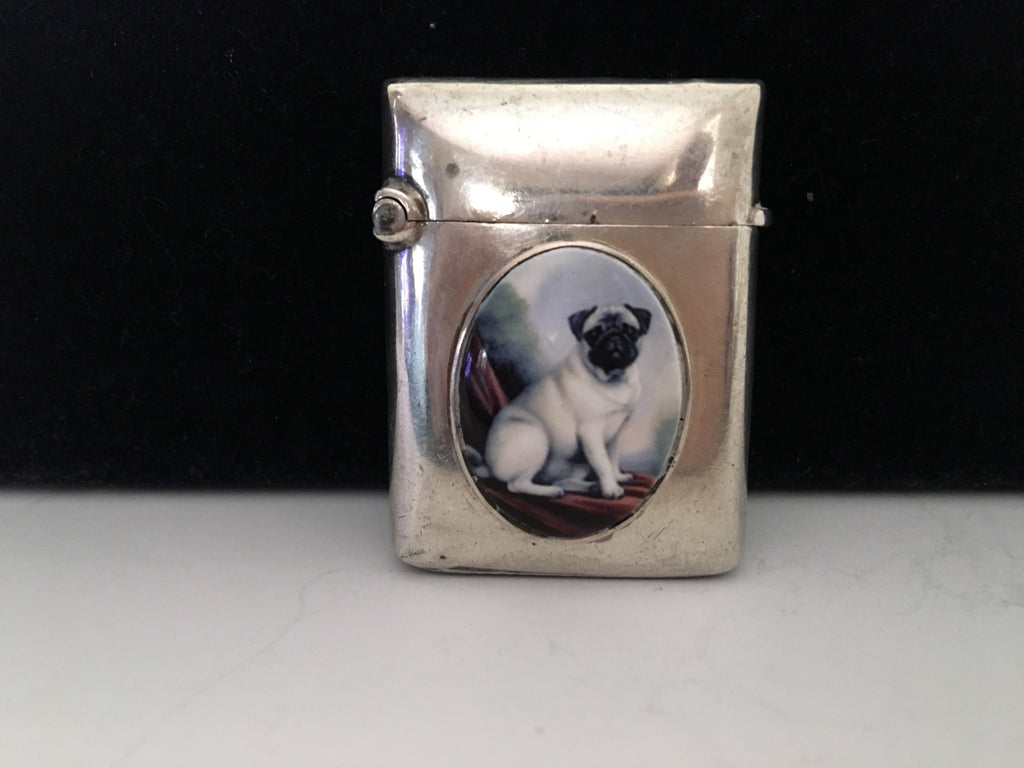 Awesome Sterling Silver "Pug" Match Safe by Benjamin Thomas Greening c. 1904
