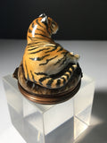 Beautiful Rare Halcyon Days Tiger Bonbonniere Enamel Trinket box