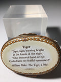 Beautiful Rare Halcyon Days Tiger Bonbonniere Enamel Trinket box
