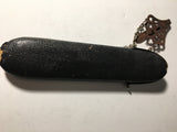 Vintage Black Leather  Spectacle Case with Chatelaine Clip