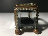 Antique Brass Casket Trinket Box w/ Beveled Glass c. 1890's
