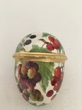 Halcyon Days Enamel Egg Trinket Box Decorated with Fruit n Flowers