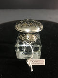 Gorgeous Crystal and Sterling Silver Capped Inkwell by Topazio