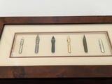 Gorgeous Wooden Box Veneered with Shadowbox Top Displaying Dipping Pen Nibs