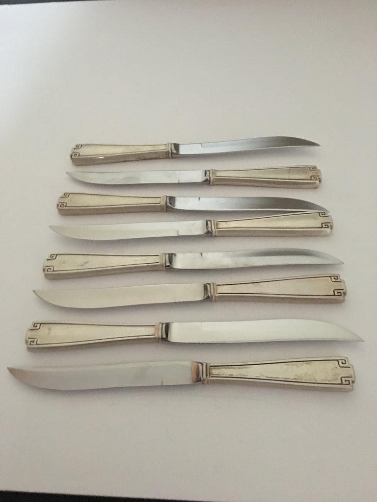 Vintage Sterling Silver Gorham Etruscan Pattern Set pf 8 Steak Knives