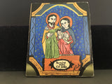 Wonderful Hand Painted Retablo of Mary and Joseph with Baby Jesus