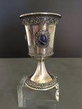 Vintage Sterling Silver Kiddush Shabbat Goblet with Stones