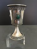 Vintage Sterling Silver Kiddush Shabbat Goblet with Stones