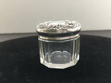 Vintage Sterling Silver Lid on Beveled Glass Jar by Foster & Bailey