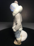 Adorable Lladro Porcelain Figurine Of Eskimo Boy with Pet Polar Bear #5238