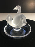 Lalique Frosted Crystal Swans Ring Dish