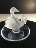Lalique Frosted Crystal Swans Ring Dish