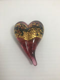 Robert Held Handmade Cranberry Art Glass Heart Paperweight