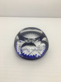 Baccarat Cobalt Blue Starburst Paperweight with Faceted Sides