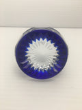 Baccarat Cobalt Blue Starburst Paperweight with Faceted Sides