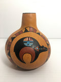 Zuni Artist Ron Rivera "Diawa Bear" Hand Painted Gourd 1997