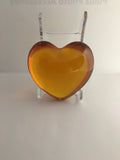 Baccarat Amber/Cognac Colored Crystal Puffy Heart Paperweight