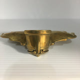 Antique Art Nouveau Brass Desk Inkwell with Ceramic Insert