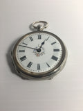 Antique Sterling Silver Watch Case w/ Key Wind Swiss Pocket Watch c. 1885