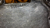 Vtg Sterling Silver Luggage Tag w/ Leather Strap Alpaca Silver Vaquero Buckle