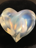 Lovely Lalique Opalescent Crystal Entwined Heart Paperweight